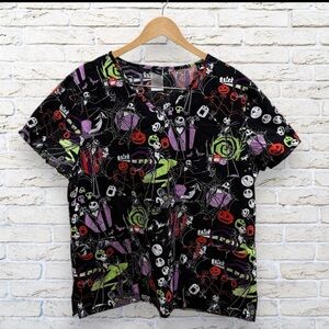 Nightmare Before Christmas Halloween Themed Scrub Top Size XL